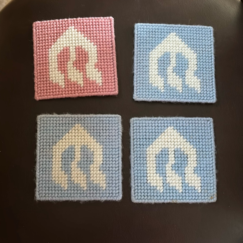 Vintage Bundle Of 4 Plastic Canvas Coasters